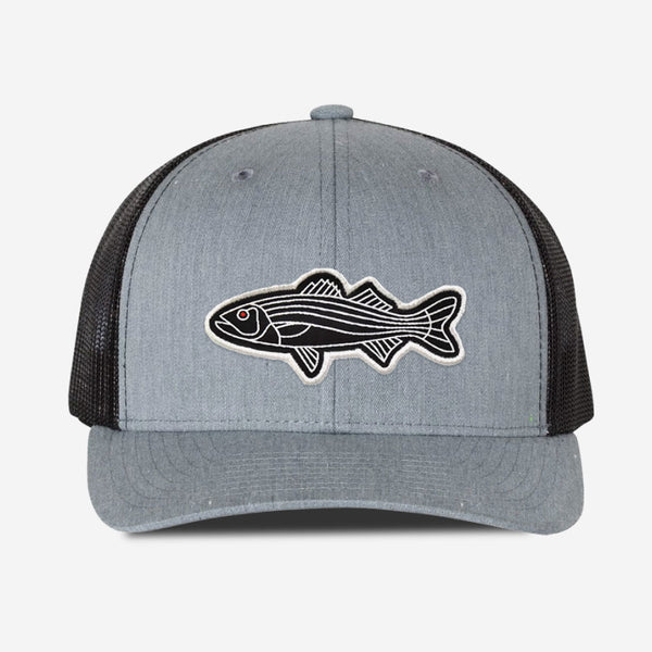 BKK Fishing Breathable Trucker Hat STRIPPED BASS Grey