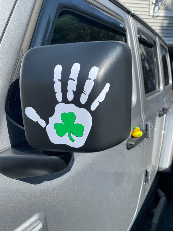 Jeep wave - hand Irish shamrock sticker