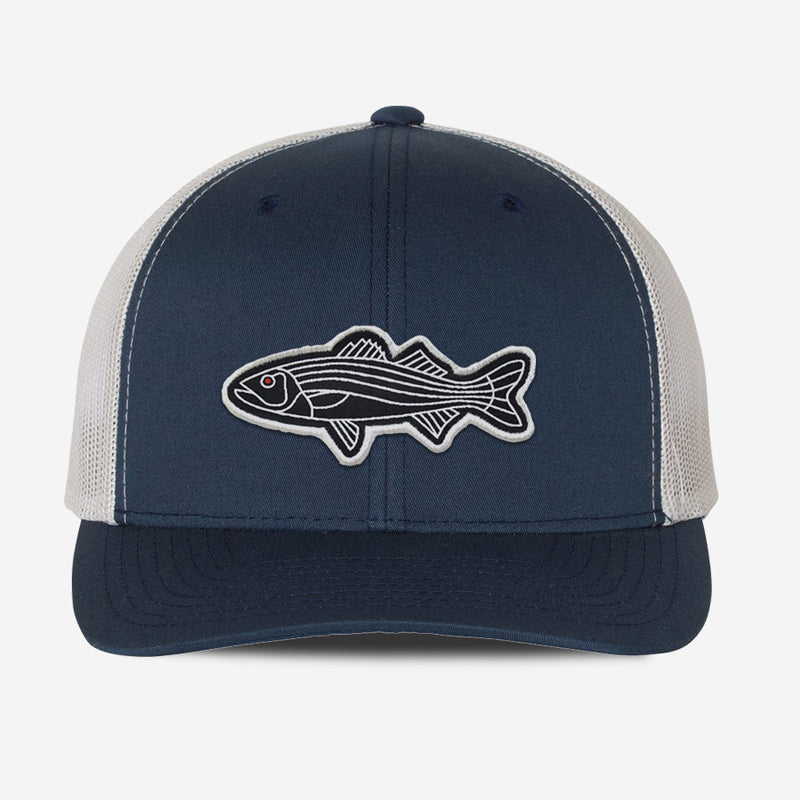 Bass Fish Trucker Hat - Navy/Sliver