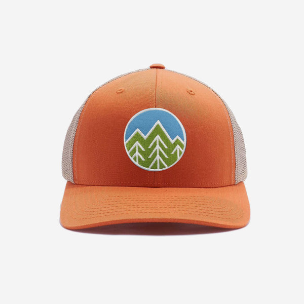 Sky Trees Trucker Hat - Khaki Orange