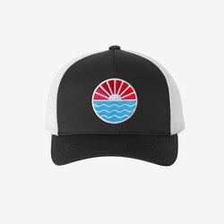 Sun Wave Trucker Hat - Black And White