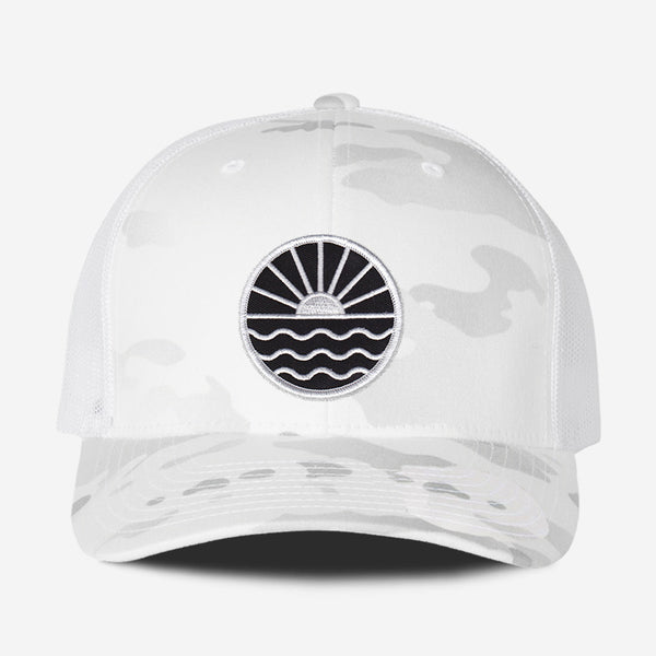 Sun Wave Trucker Hat - B&W White Camo