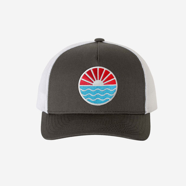Sun Wave Trucker Hat - White Charcoal