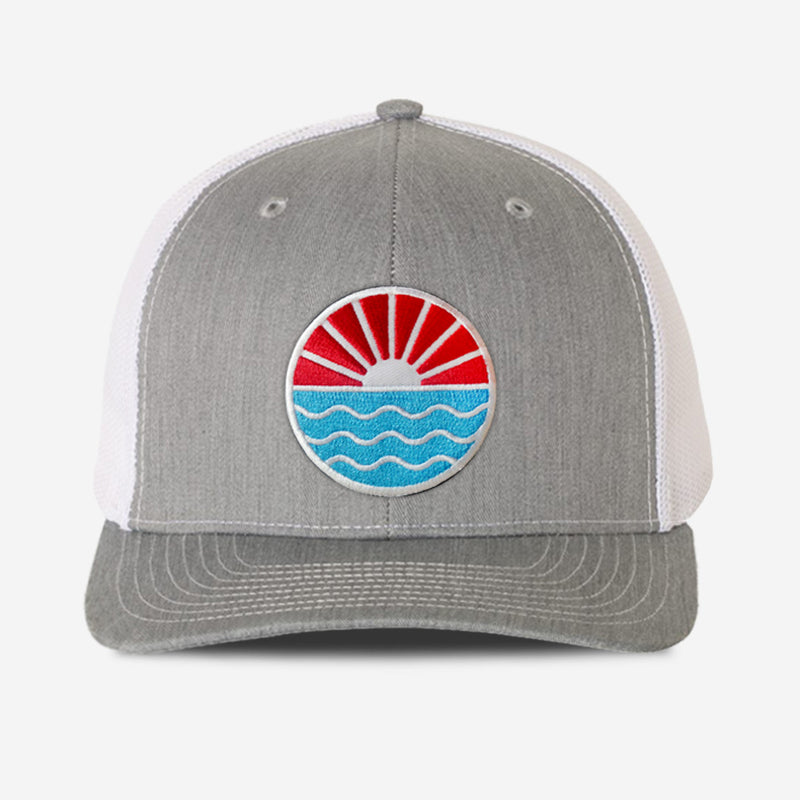 Sun Wave Trucker Hat - Grey / White