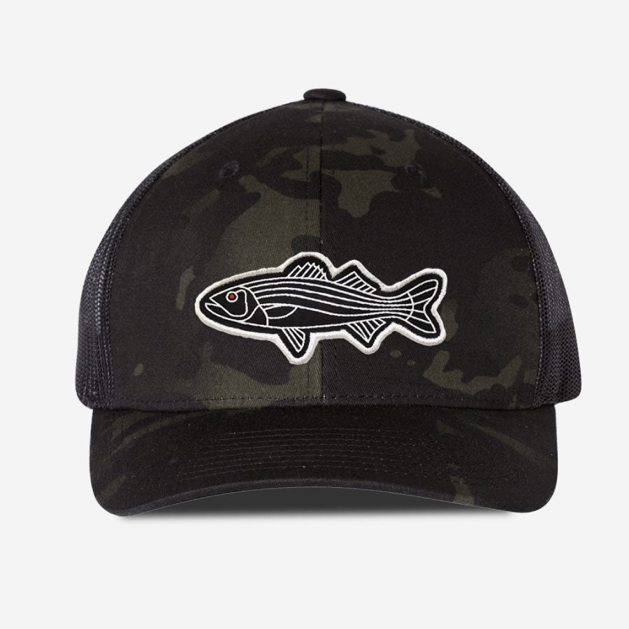 Men's Fishing Cap Outdoor Bass Fisherman Trucker Hat, Black