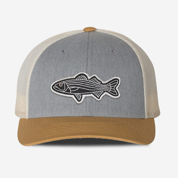 Bass Fish Trucker Hat - Grey Birch
