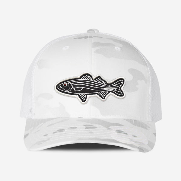 Bass Fish Trucker Hat - White Camo