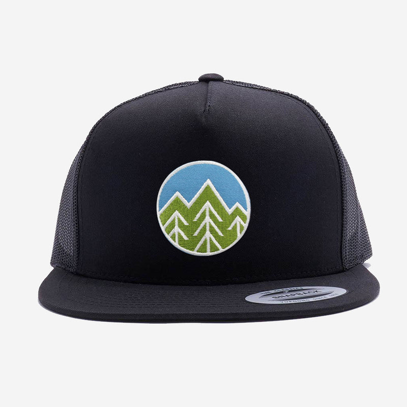 Sky Trees Flat Brim Trucker Hat
