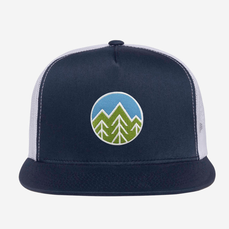 Sky Trees Flat Brim Trucker Hat