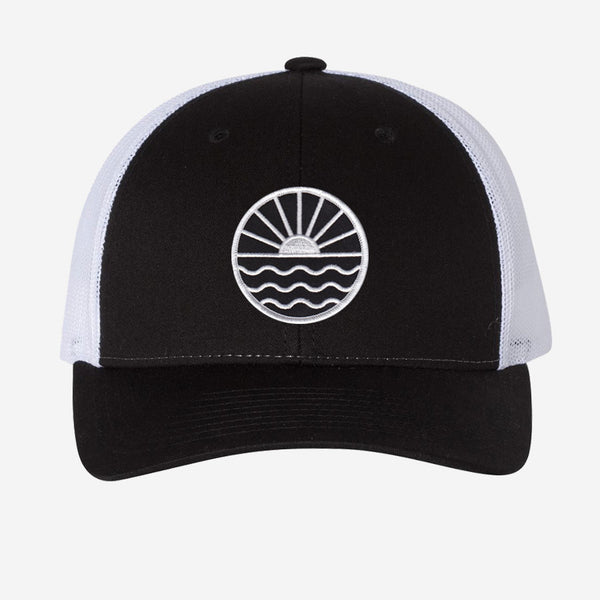 Sun Wave Trucker Hat - Black/White